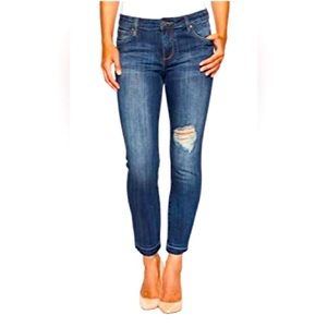 Kut from the Kloth | Reese Ankle Straight Leg Raw Hem Distressed Jean Size 6